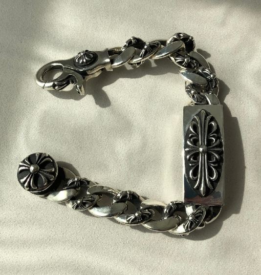 플로랄+크로스볼 링크 팬시콤보체인 팔찌 925실버