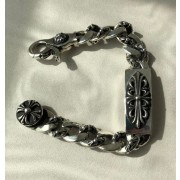 플로랄+크로스볼 링크 팬시콤보체인 팔찌 925실버