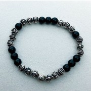 흑요석 크로스볼 밴딩 팔찌 925실버