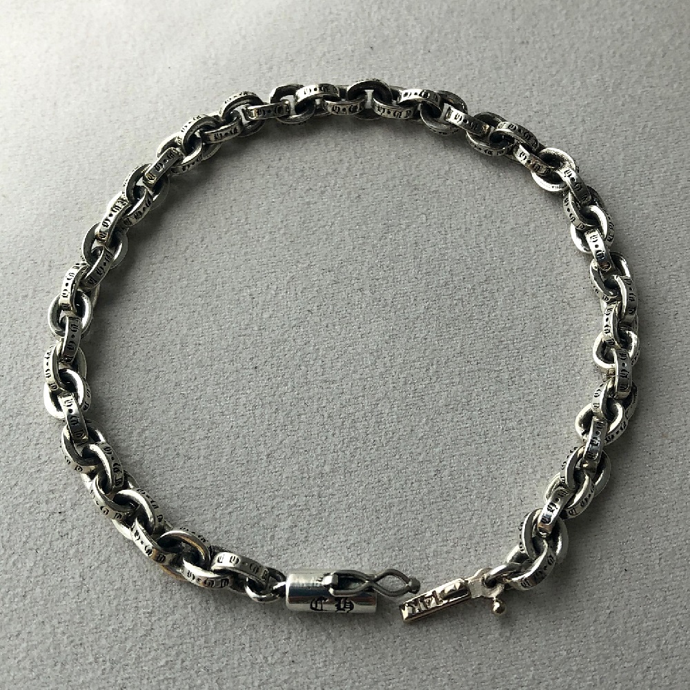 페이퍼 체인 4mm 팔찌 / 잠금부 14k 골드