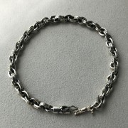 페이퍼 체인 4mm 팔찌 / 잠금부 14k 골드