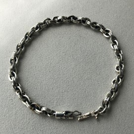 페이퍼 체인 4mm 팔찌 / 잠금부 14k 골드
