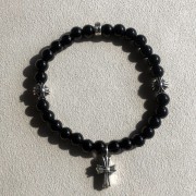 6mm 오닉스 크로스펜던트  밴딩팔찌