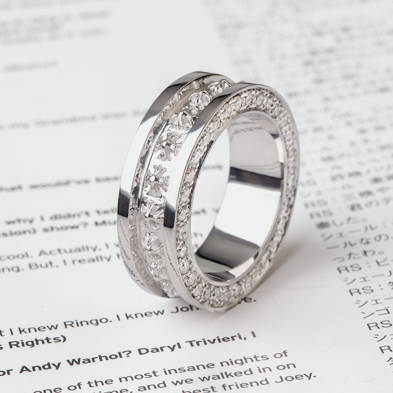 화이트골드 도금 미니 플러스링