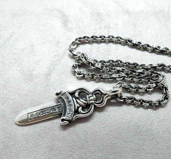 라지 대거 펜던트 + 스몰 페이퍼 체인 목걸이 set